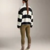 Chaqueta bomber de imitación de chaqueta de piel de oveja a rayas