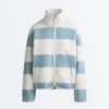 Chaqueta bomber de imitación de chaqueta de piel de oveja a rayas
