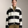 Chaqueta bomber de imitación de chaqueta de piel de oveja a rayas
