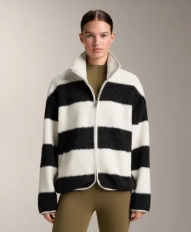 Chaqueta bomber de imitación de chaqueta de piel de oveja a rayas