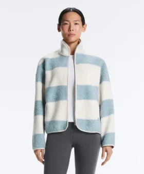 Chaqueta bomber de imitación de chaqueta de piel de oveja a rayas