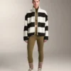 Chaqueta bomber de imitación de chaqueta de piel de oveja a rayas