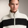 Chaqueta bomber de imitación de chaqueta de piel de oveja a rayas