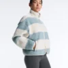 Chaqueta bomber de imitación de chaqueta de piel de oveja a rayas
