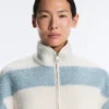 Chaqueta bomber de imitación de chaqueta de piel de oveja a rayas