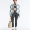 Chaqueta bomber de imitación de chaqueta de piel de oveja a rayas