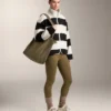 Chaqueta bomber de imitación de chaqueta de piel de oveja a rayas