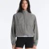 Chaqueta bomber de mezcla de lyocell con estampado de cuadros Chaqueta bomber de mezcla de lyocell con estampado de cuadros