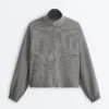 Chaqueta bomber de mezcla de lyocell con estampado de cuadros Chaqueta bomber de mezcla de lyocell con estampado de cuadros