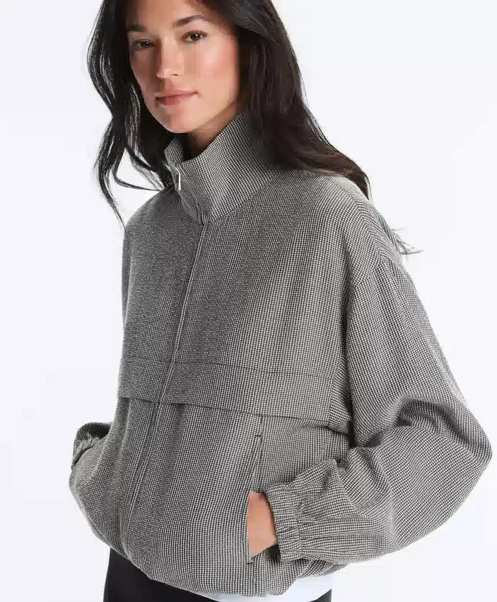 Chaqueta bomber de mezcla de lyocell con estampado de cuadros Chaqueta bomber de mezcla de lyocell con estampado de cuadros