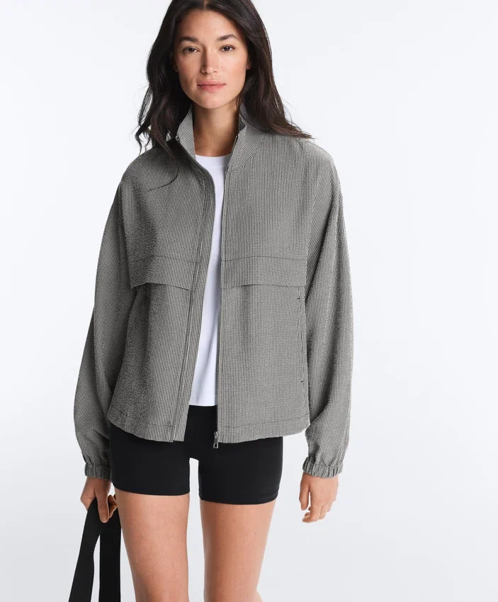 Chaqueta bomber de mezcla de lyocell con estampado de cuadros Chaqueta bomber de mezcla de lyocell con estampado de cuadros