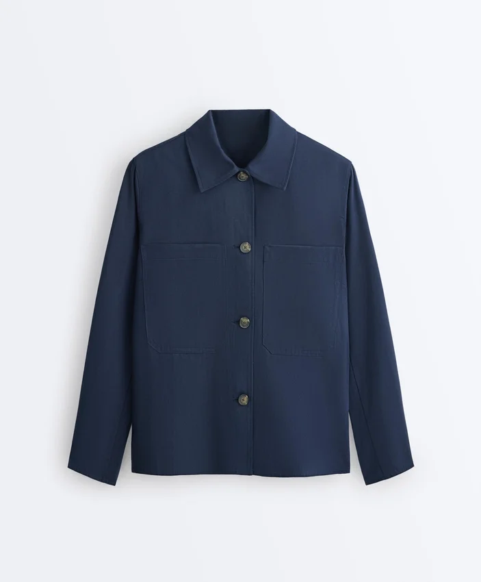 Chaqueta con bolsillos de mezcla de algodón Chaqueta con bolsillos de mezcla de algodón