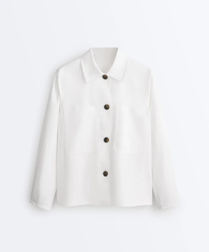 Chaqueta con bolsillos de mezcla de algodón Chaqueta con bolsillos de mezcla de algodón