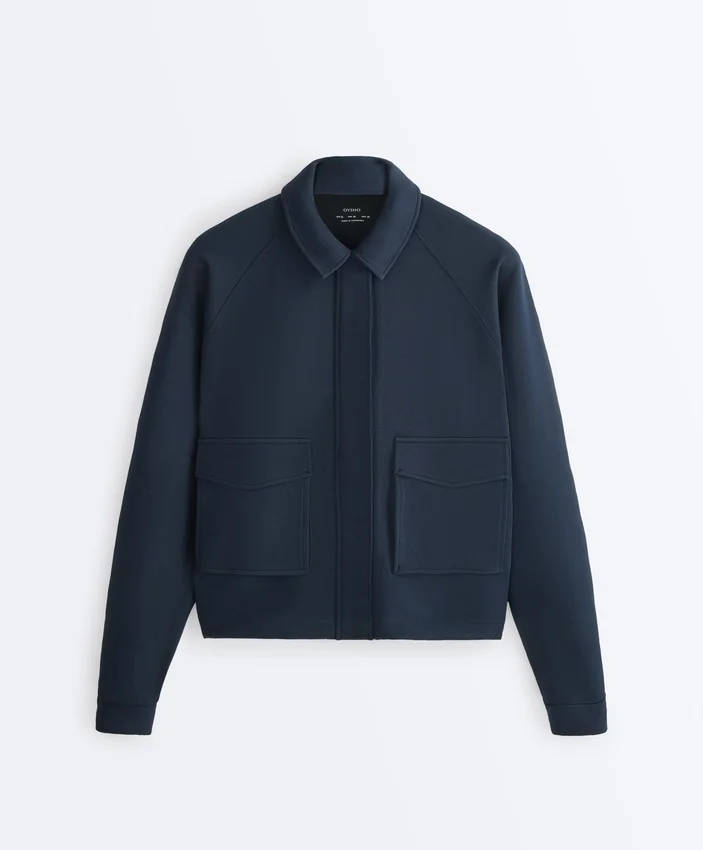 Chaqueta con bolsillos de piqué de algodón Chaqueta con bolsillos de piqué de algodón