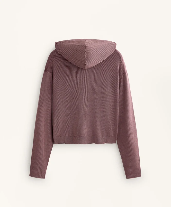 Chaqueta con capucha de punto acanalado Chaqueta con capucha de punto acanalado