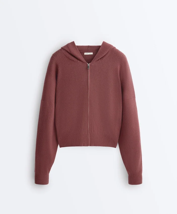 Chaqueta con capucha de punto elástico Chaqueta con capucha de punto elástico