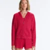 Chaqueta con capucha de punto trenzado lavado Chaqueta con capucha de punto trenzado lavado