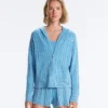 Chaqueta con capucha de punto trenzado lavado Chaqueta con capucha de punto trenzado lavado