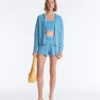 Chaqueta con capucha de punto trenzado lavado Chaqueta con capucha de punto trenzado lavado