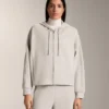 Chaqueta con capucha y detalles acanalados en modal cepillado