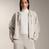 Chaqueta con capucha y detalles acanalados en modal cepillado