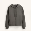 Chaqueta con capucha y detalles acanalados en modal cepillado