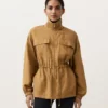 Chaqueta con cintura fruncida de mezcla de lyocell y 24 % de lino