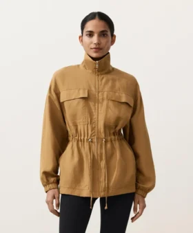 chaqueta con cintura fruncida de mezcla de lyocell y 24 de lino 1 2 280x339 - Chaqueta con cintura fruncida de mezcla de lyocell y 24 % de lino