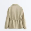 Chaqueta con cintura fruncida de mezcla de lyocell y 24 % de lino Chaqueta con cintura fruncida de mezcla de lyocell y 24 % de lino