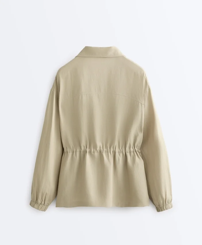 Chaqueta con cintura fruncida de mezcla de lyocell y 24 % de lino Chaqueta con cintura fruncida de mezcla de lyocell y 24 % de lino