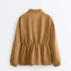 Chaqueta con cintura fruncida de mezcla de lyocell y 24 % de lino