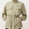 Chaqueta con cintura fruncida de mezcla de lyocell y 24 % de lino Chaqueta con cintura fruncida de mezcla de lyocell y 24 % de lino