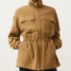 Chaqueta con cintura fruncida de mezcla de lyocell y 24 % de lino
