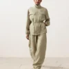 Chaqueta con cintura fruncida de mezcla de lyocell y 24 % de lino Chaqueta con cintura fruncida de mezcla de lyocell y 24 % de lino
