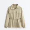 Chaqueta con cintura fruncida de mezcla de lyocell y 24 % de lino Chaqueta con cintura fruncida de mezcla de lyocell y 24 % de lino