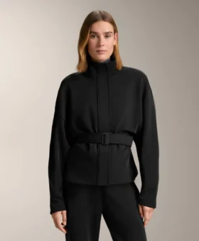 Chaqueta con cinturón de modal cepillado