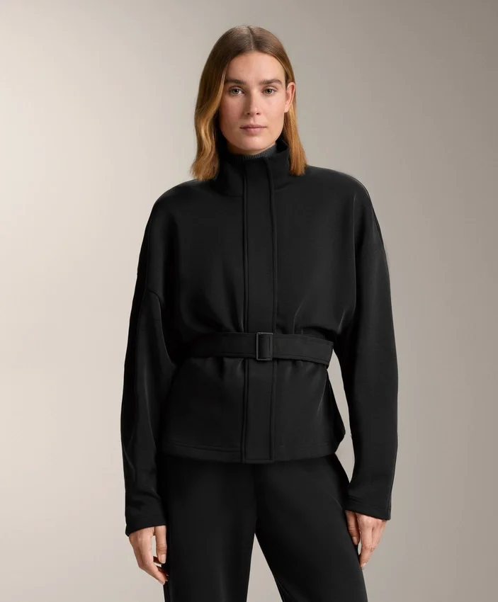 Chaqueta con cinturón de modal cepillado Chaqueta con cinturón de modal cepillado