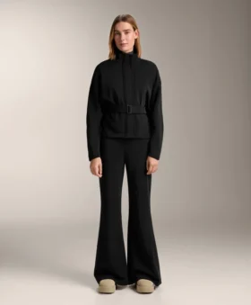 Chaqueta con cinturón de modal cepillado