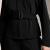 Chaqueta con cinturón de modal cepillado Chaqueta con cinturón de modal cepillado