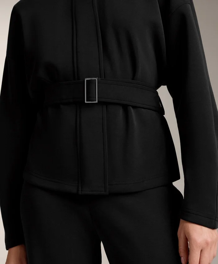 Chaqueta con cinturón de modal cepillado Chaqueta con cinturón de modal cepillado