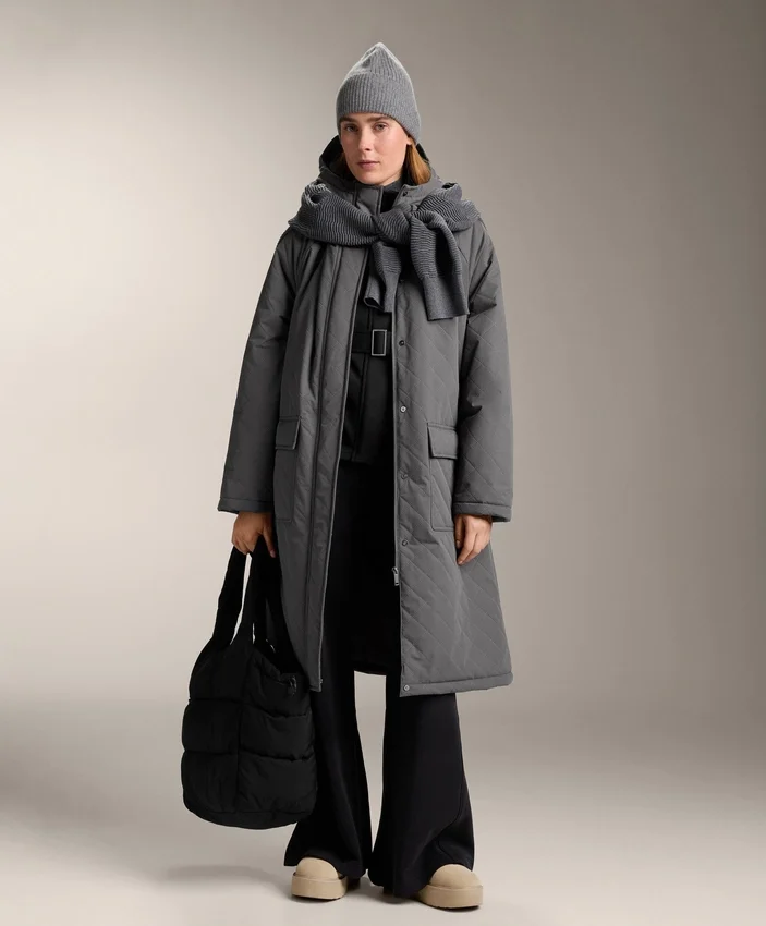 Chaqueta con cinturón de modal cepillado Chaqueta con cinturón de modal cepillado