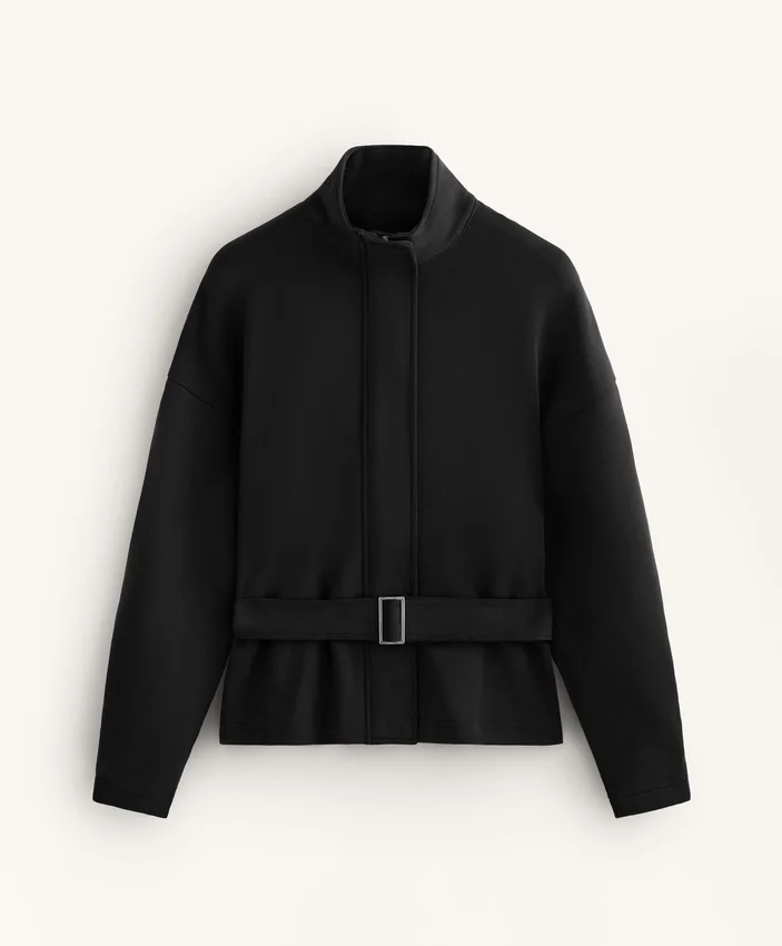 Chaqueta con cinturón de modal cepillado Chaqueta con cinturón de modal cepillado