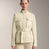 Chaqueta con efecto neopreno y cinturón