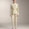 Chaqueta con efecto neopreno y cinturón