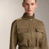Chaqueta con efecto neopreno y cinturón