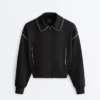 Chaqueta con ribetes efecto neopreno