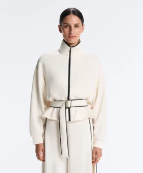 Chaqueta con ribetes y tejido modal Soft Touch
