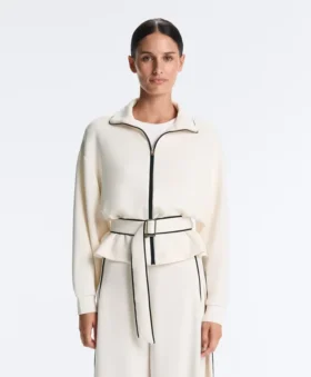 Chaqueta con ribetes y tejido modal Soft Touch