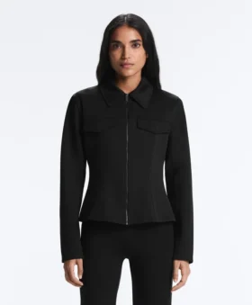Chaqueta con volantes efecto neopreno y ribetes