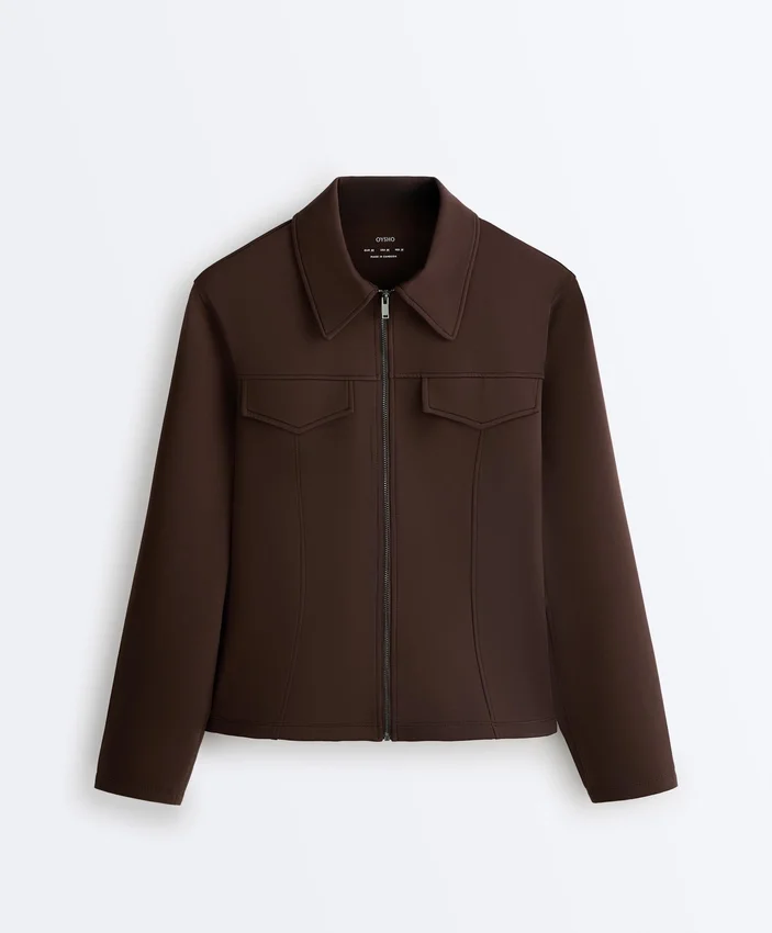 Chaqueta con volantes efecto neopreno y ribetes Chaqueta con volantes efecto neopreno y ribetes